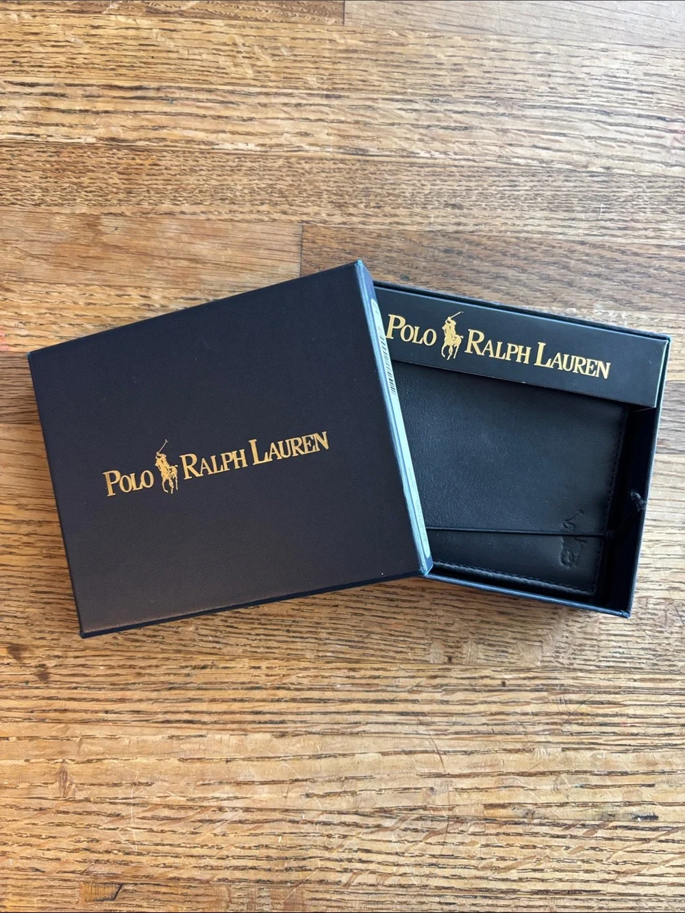 Polo by Ralph Lauren Black Leather Bi-Fold Wallet with Embossed Pony
